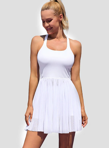 Women's Pleated Tennis & Golf Dress – White